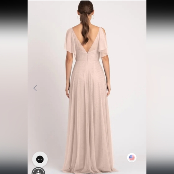 NWT Jenny Yoo Aeryn Pastel Blush Pink Tulle Overlay Flowy Formal Bridal Dress - Picture 3 of 6